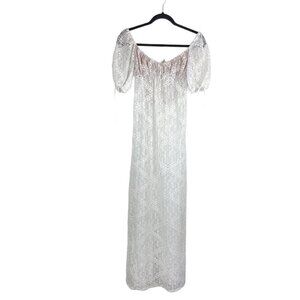 For Love and & Lemons Portola Floral Lace Maxi Dress White Size XS